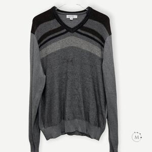 Calvin Klein Men Size XL Pullover Sweater V-Neck Silk Mohair Blend
